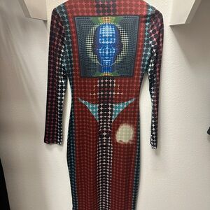 Geometric Patterned Long Sleeve Dress